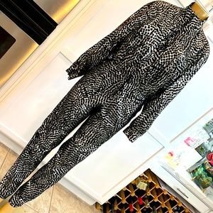 Leather jumpsuit made in Italy black & silver size 4